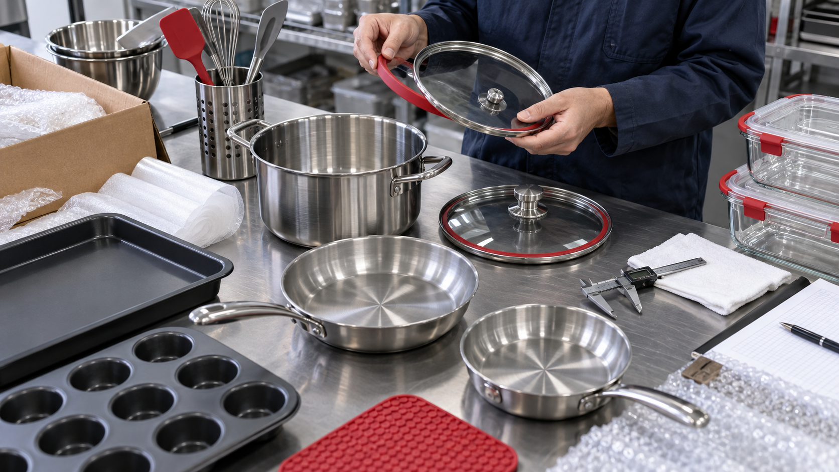 Kitchenware final quality and packaging inspection